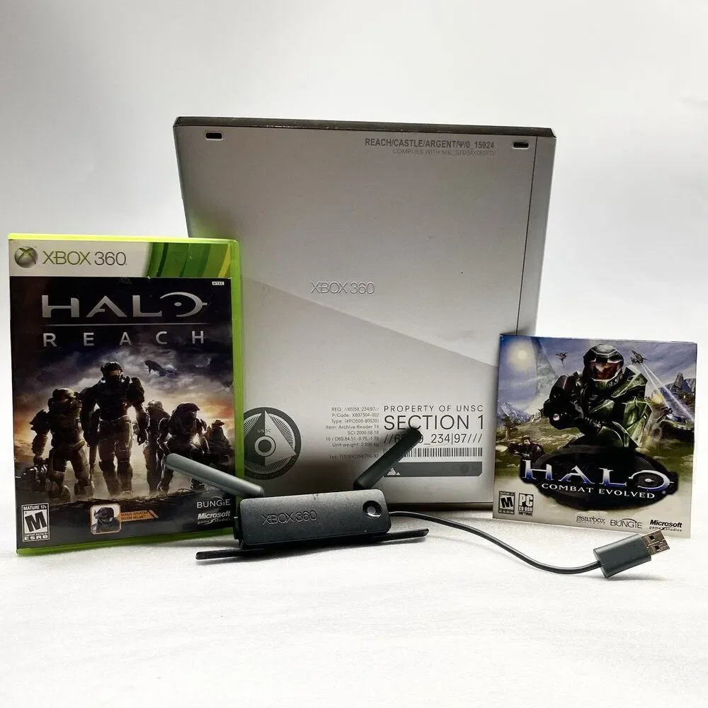 Microsoft Xbox 360 S Halo Reach Edition Silver Console 250gb With Game Silver